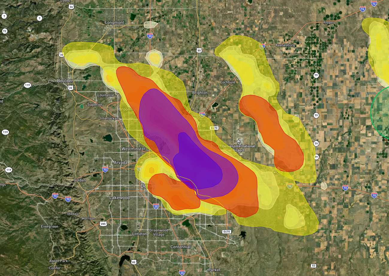 Hail Storm Map of May 30, 2024 in Thornton Colorado